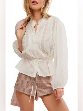 Free People Best of Me Lace Tie Waist Shirt